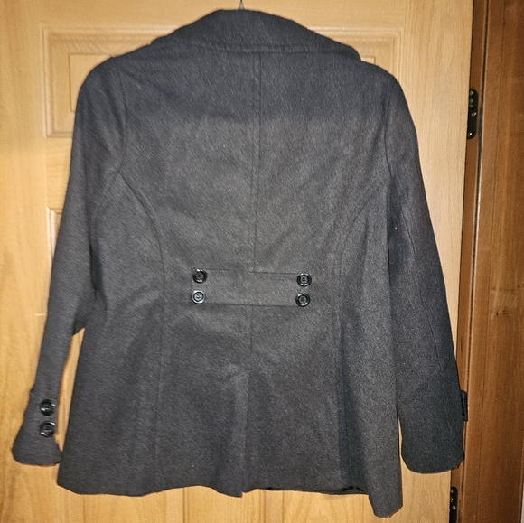 Lady Von Hart Grey Pea Coat, Size L - Picture 2 of 3